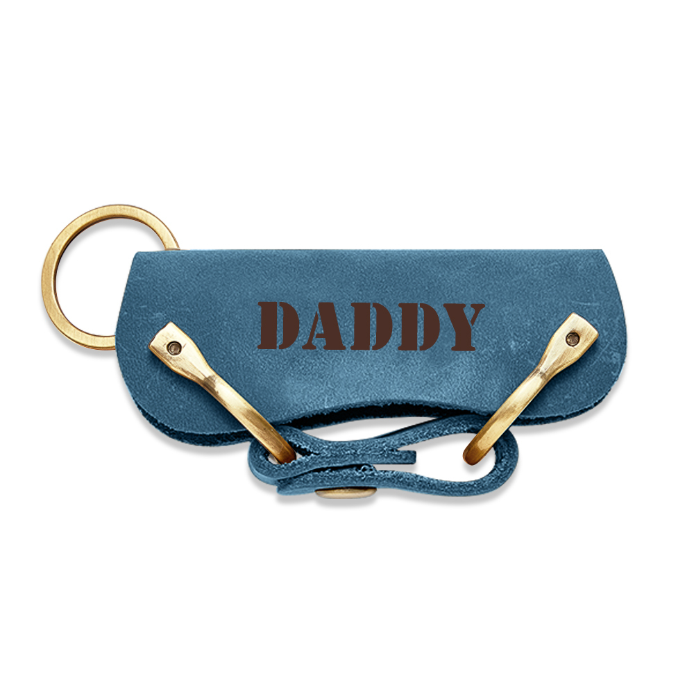 Personalized LEATHER KEYCHAIN Holder Key Chain Car Accessories Keychain Groomsmen Gift for Him Dad Men Gift for Birthday Custom Engraved - SantaSocks