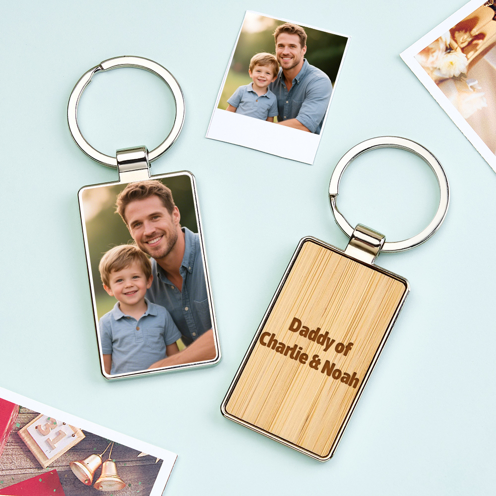 Personalised Dad Photo Keyring, Father's Day Gift for Dad Grandad, Photo Keychain, Gift for Daddy, Gift From Children, New Baby Gift