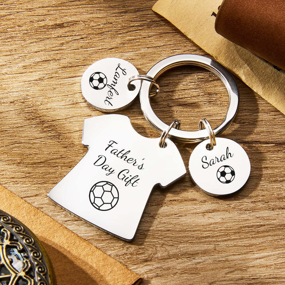 Custom Engraved Keychains Football Dad Keychain Daddy's Team Father's Day Gift - soufeelus