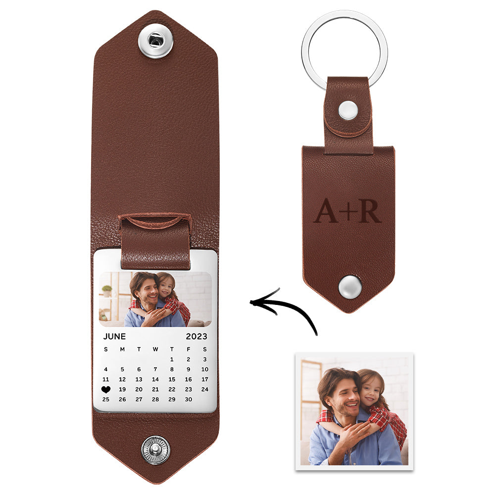 Custom Date Keychain With Photo Father's Day Gifts