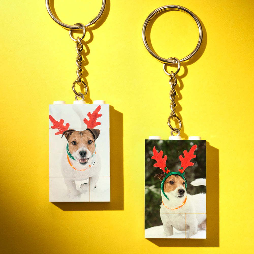 Custom Photo Building Block Vertical Keychain Bricks Puzzle Keyring - SantaSocks