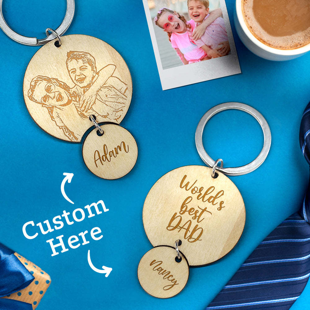 Personalized Photo Name Keychain The World's Best Dad Keychain Father's Day Birthday Gift for Dad Grandpa - SantaSocks