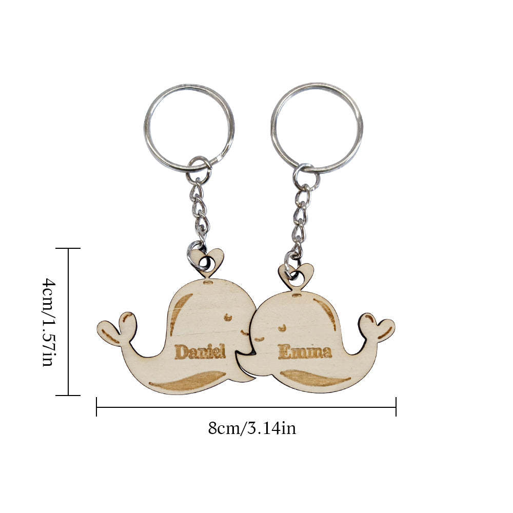 Personalized Couple Matching Keychain Custom Matching Whale Keychain Valentine's Day Gifts for Lover - SantaSocks
