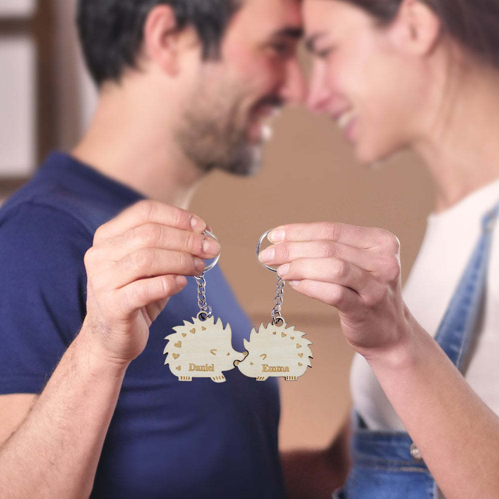 Personalized Couple Matching Keychain Custom Matching Hedgehogs Keychain Valentine's Day Gifts for Lover - SantaSocks