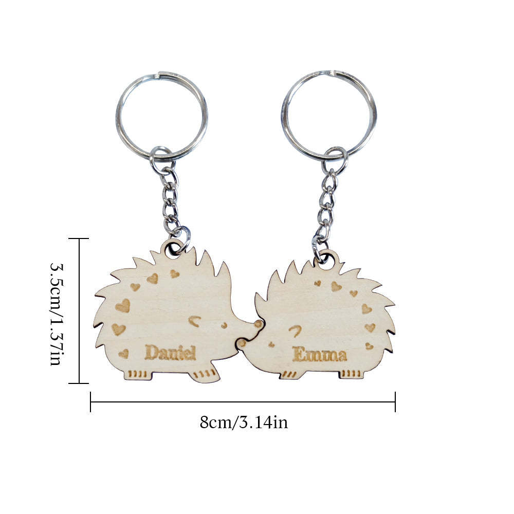 Personalized Couple Matching Keychain Custom Matching Hedgehogs Keychain Valentine's Day Gifts for Lover - SantaSocks