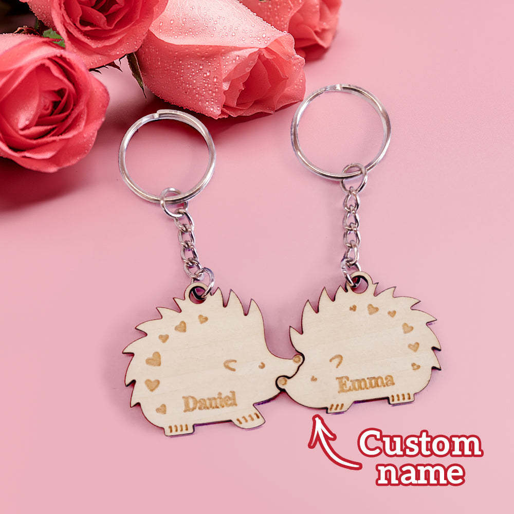 Personalized Couple Matching Keychain Custom Matching Hedgehogs Keychain Valentine's Day Gifts for Lover - SantaSocks