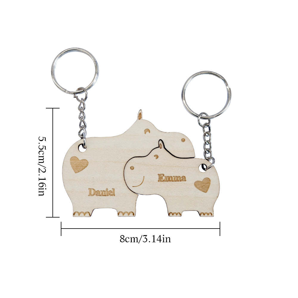 Personalized Couple Matching Keychain Custom Matching Hippos Keychain Valentine's Day Gifts for Lover - SantaSocks