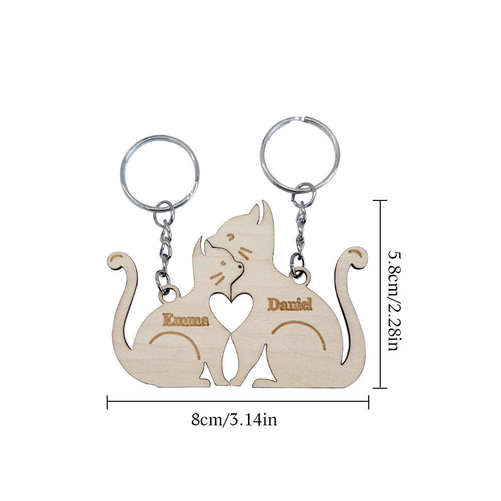 Personalized Couple Matching Keychain Custom Matching Hug Cats Keychain Valentine's Day Gifts for Lover - SantaSocks
