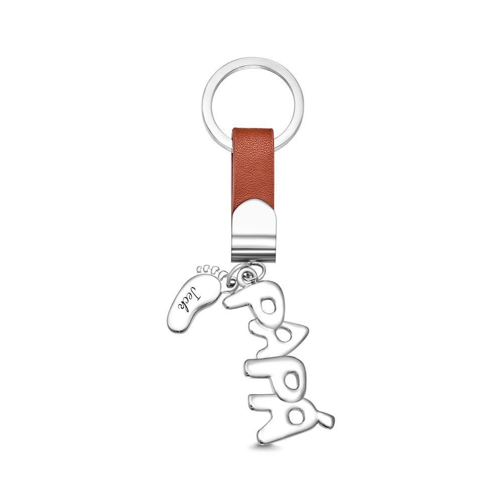 Leather Keychain Custom Fathers Day Gift Jewelry Pendant - SantaSocks
