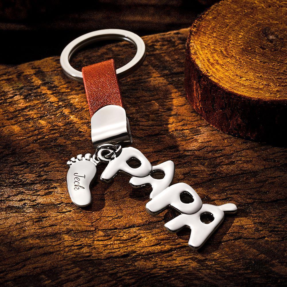 Leather Keychain Custom Fathers Day Gift Jewelry Pendant - SantaSocks