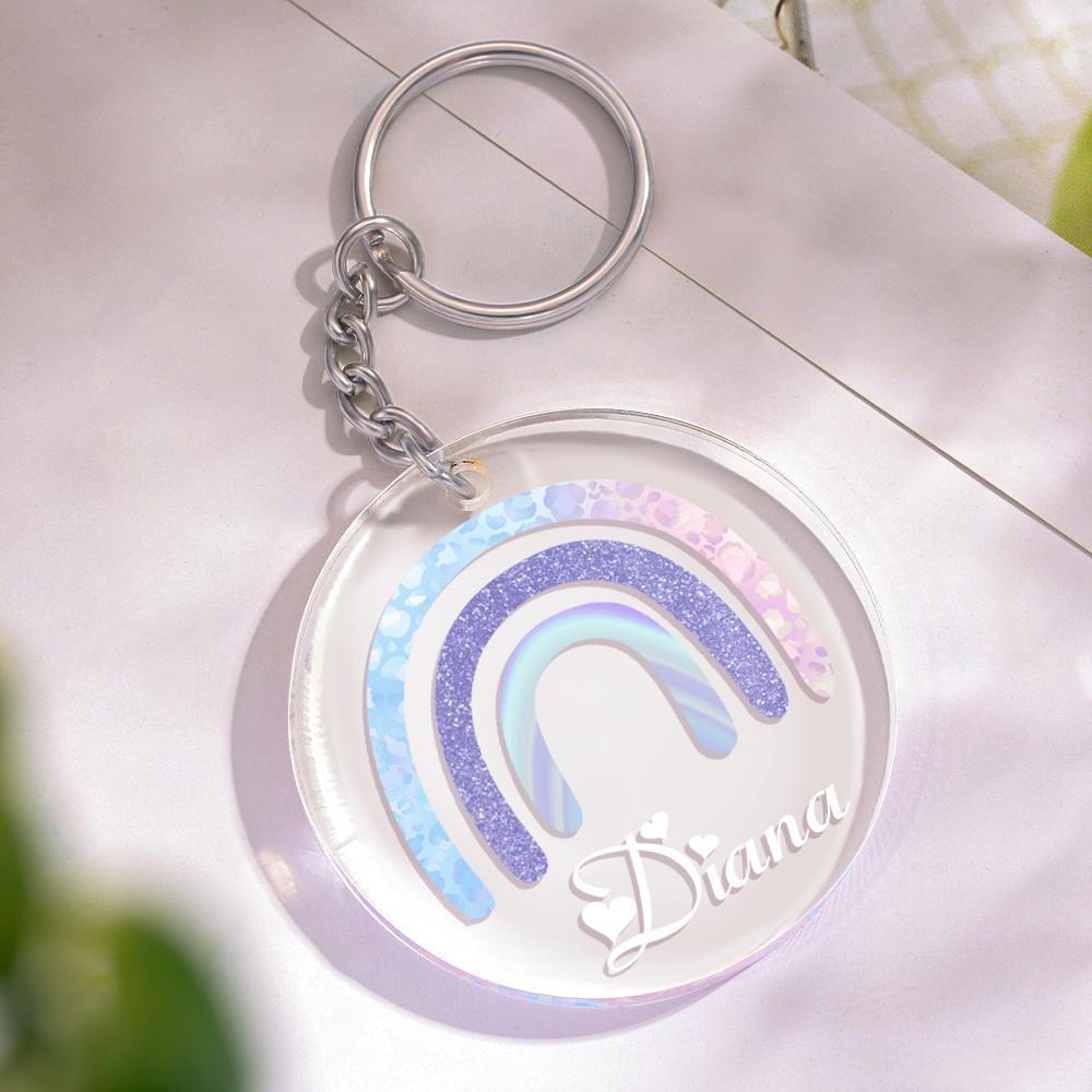 Gift for Mom Personalized Keychain Custom Name Night Light Boho Rainbo