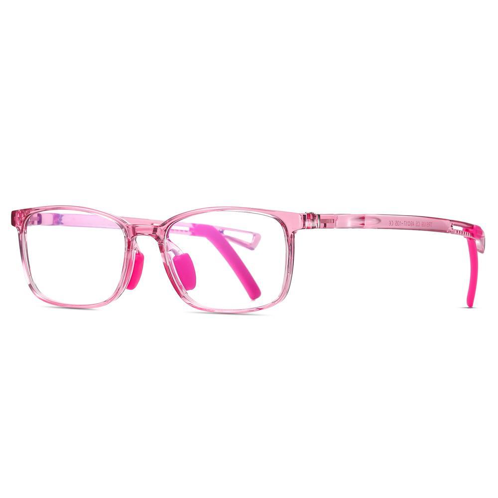 Clever - (Age 5-13)Children Non-slip Blue Light Blocking Glasses-Transparent Pink
