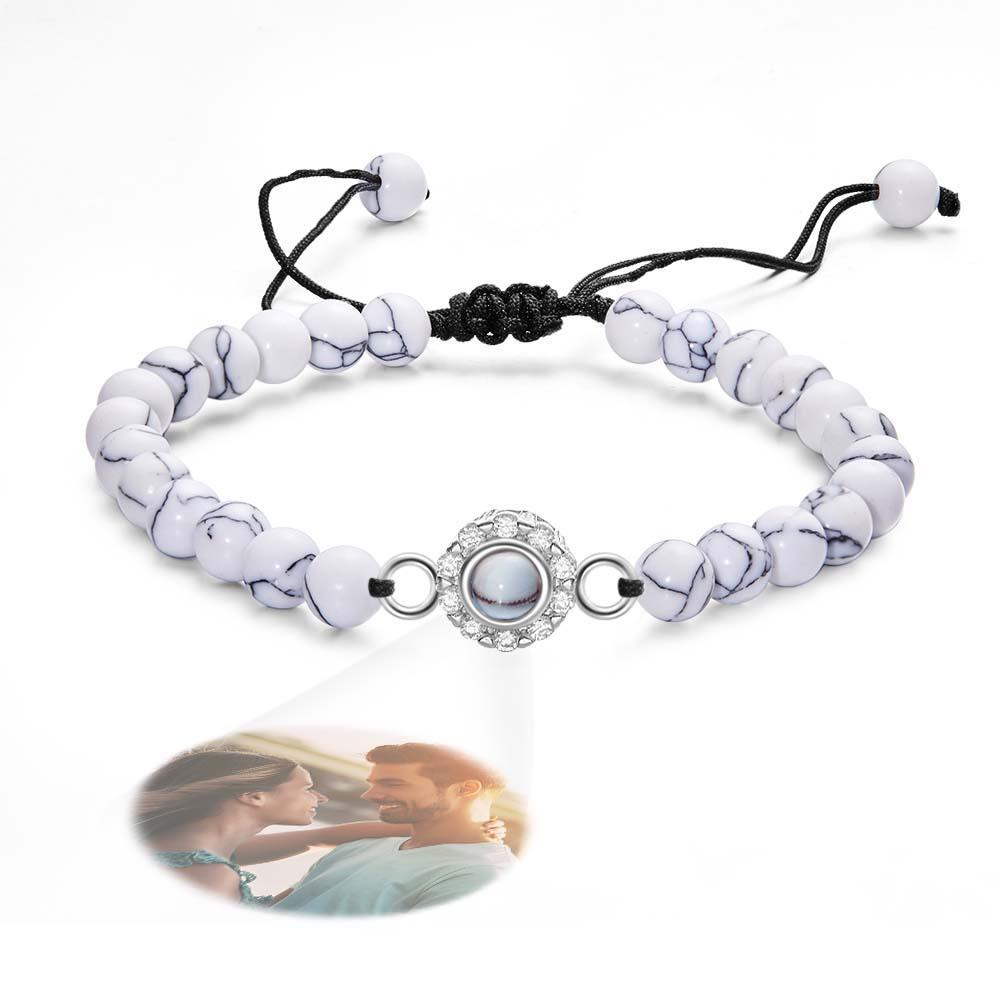 Personalized Photo Projection Beads Bracelet With Rhinestones Sweet Gift For Her - SantaSocks