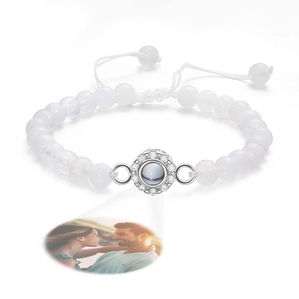 Personalized Photo Projection Beads Bracelet With Rhinestones Sweet Gift For Her - SantaSocks