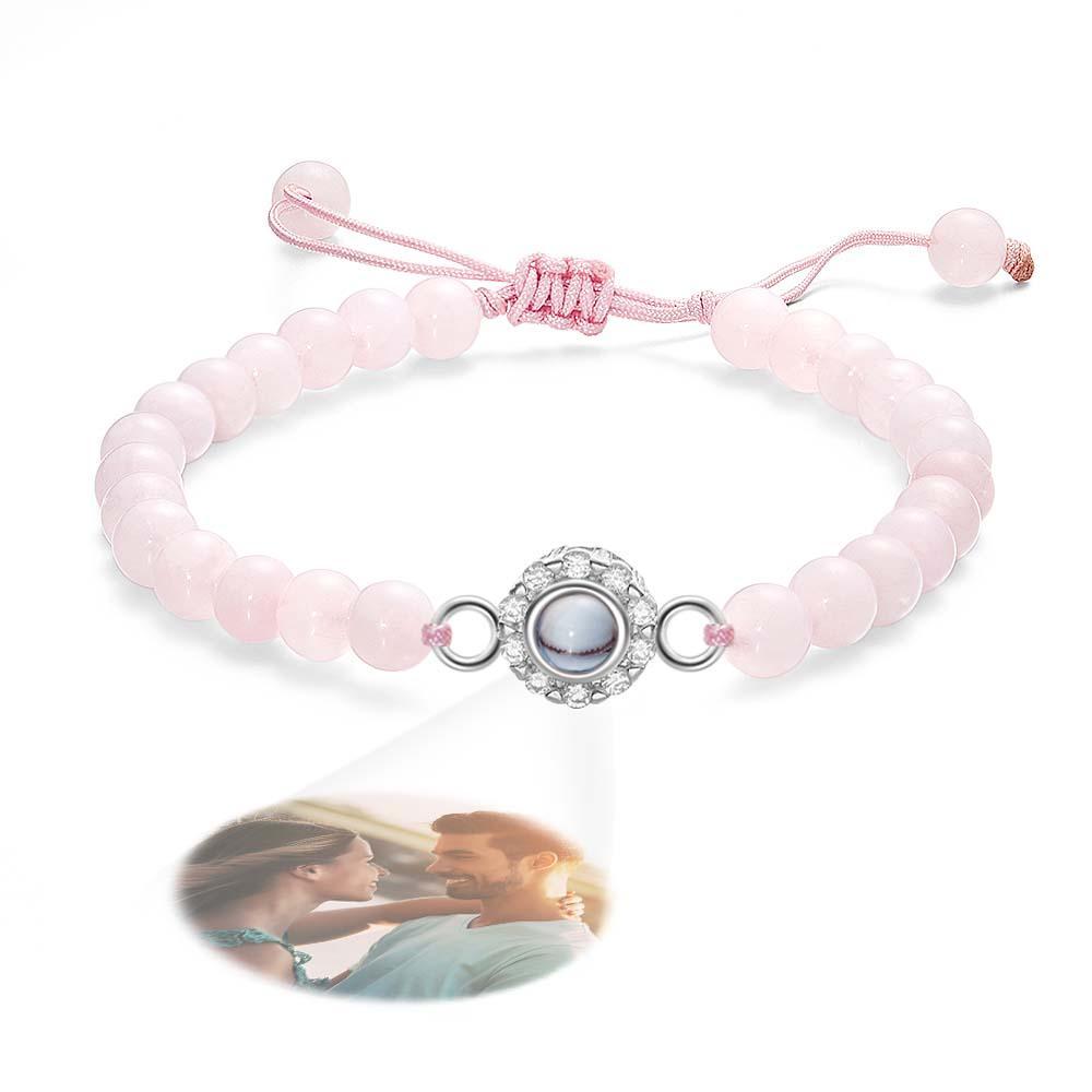 Personalized Photo Projection Beads Bracelet With Rhinestones Sweet Gift For Her - SantaSocks