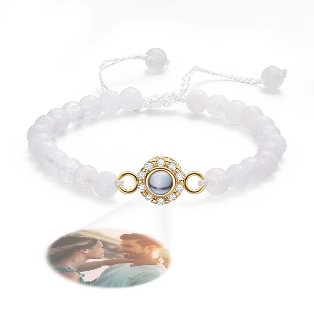Personalized Photo Projection Beads Bracelet With Rhinestones Sweet Gift For Her - SantaSocks