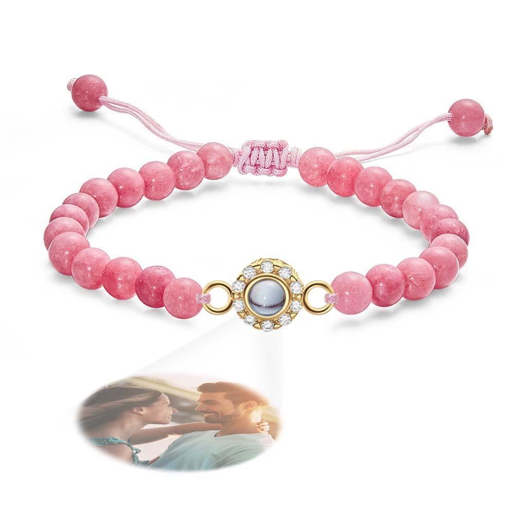 Personalized Photo Projection Beads Bracelet With Rhinestones Sweet Gift For Her - SantaSocks