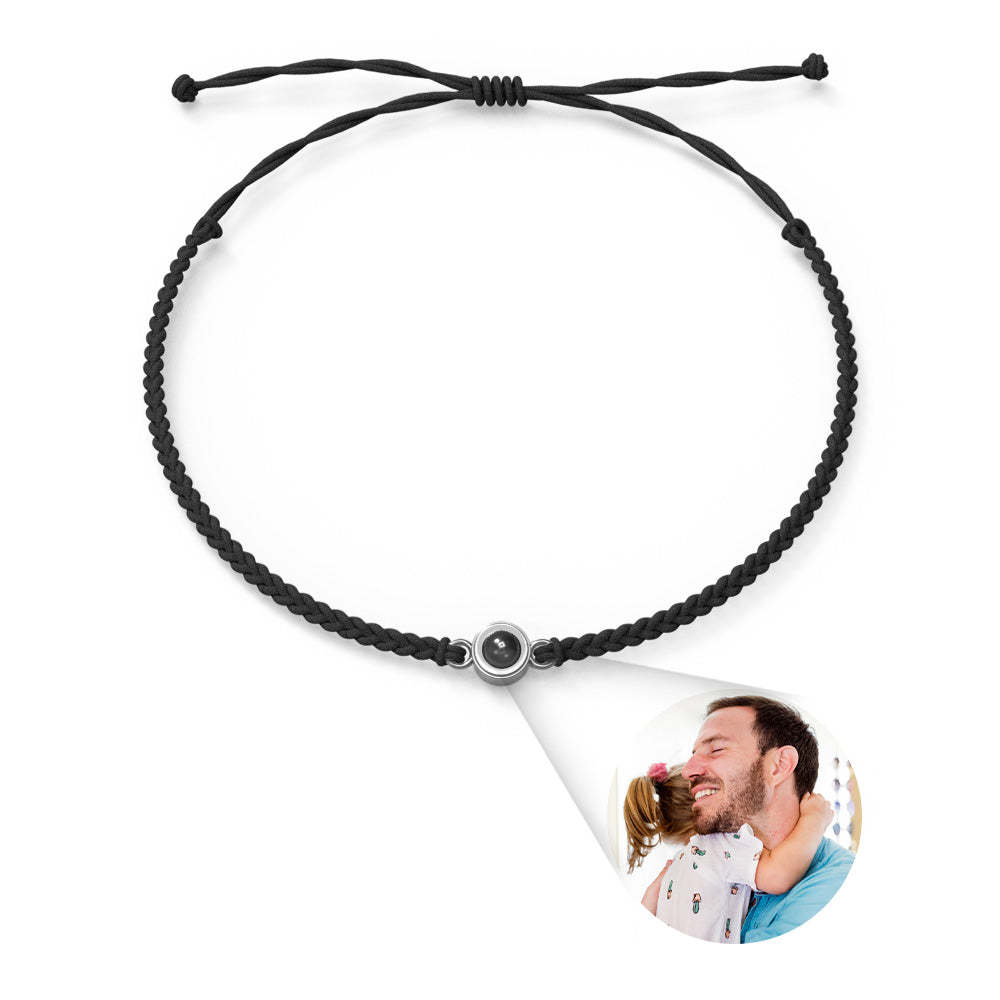 Custom Photo Projection Circle Bracelets Simple Woven Father's Day Gifts - SantaSocks