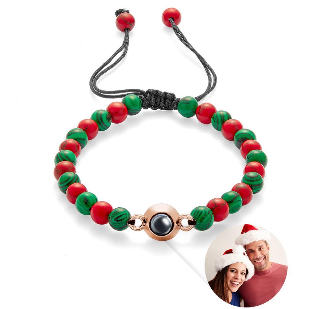 Custom Projection Bracelet Colorful Beads Unique Christmas Couple Gift - SantaSocks