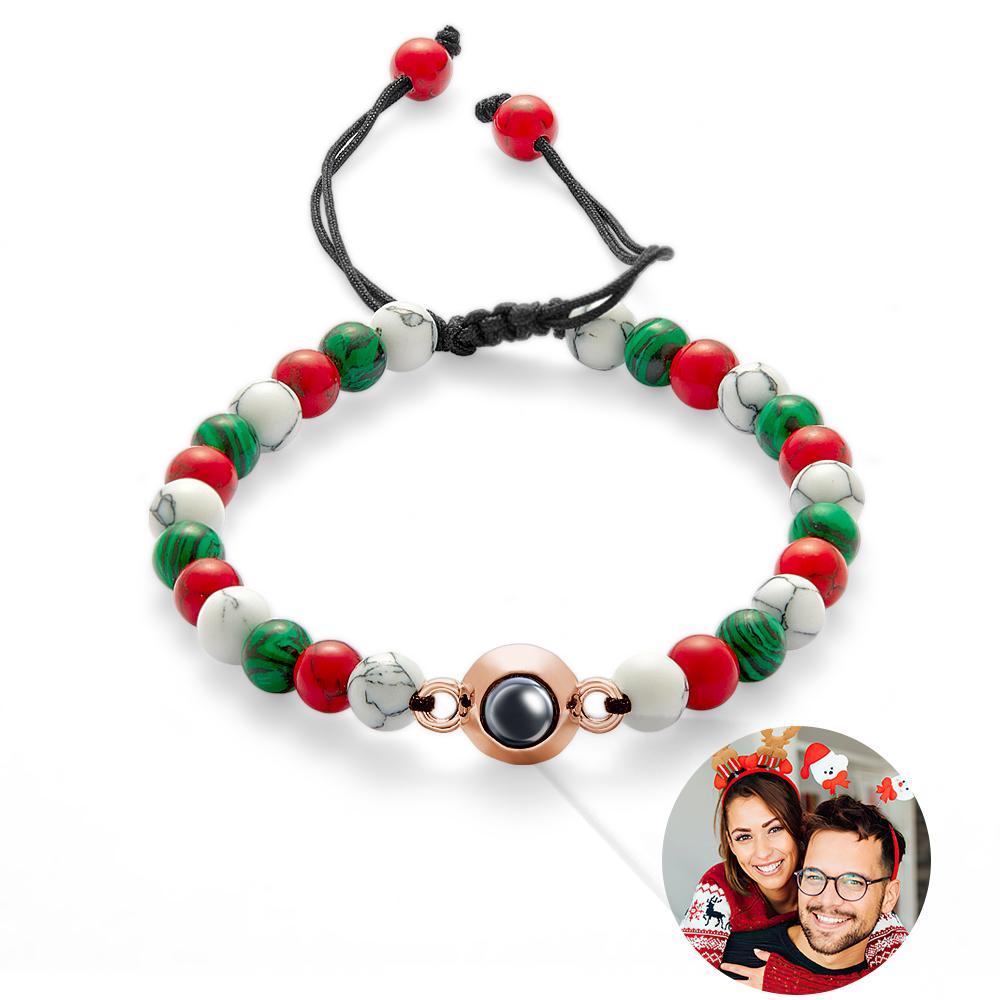 Custom Projection Bracelet Colorful Beads Unique Christmas Couple Gift - SantaSocks