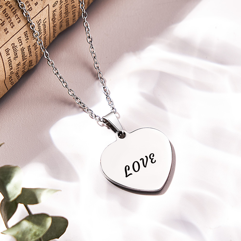Custom Fingerprint Photo Necklace with Engraving Round Shape Custom Fingerprint Heart Jewelry 14K Gold Plated - SantaSocks