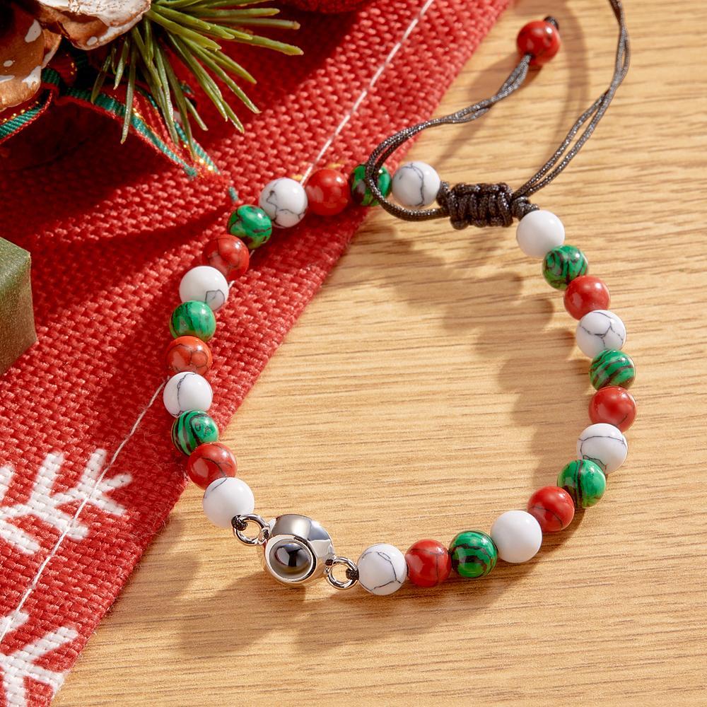 Custom Projection Bracelet Colorful Beads Unique Christmas Couple Gift - SantaSocks