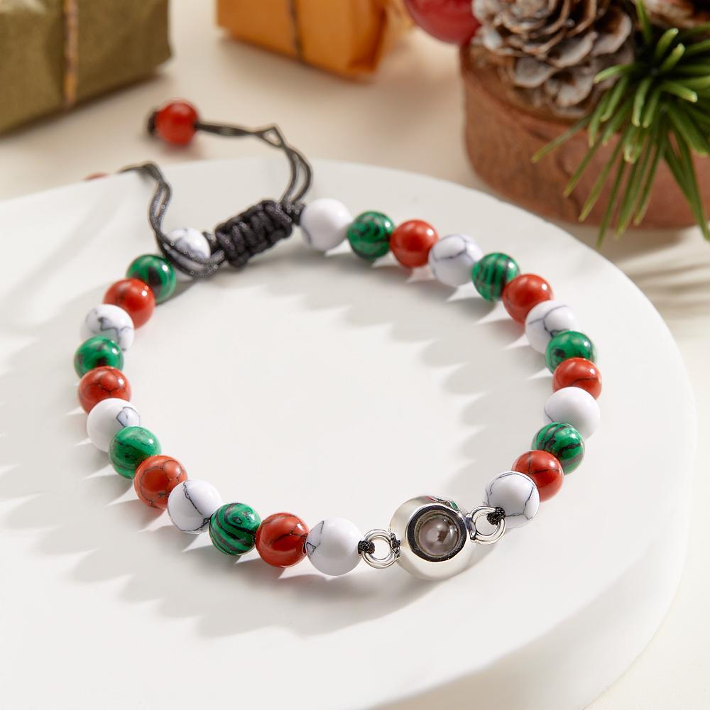 Custom Projection Bracelet Colorful Beads Unique Christmas Couple Gift - SantaSocks