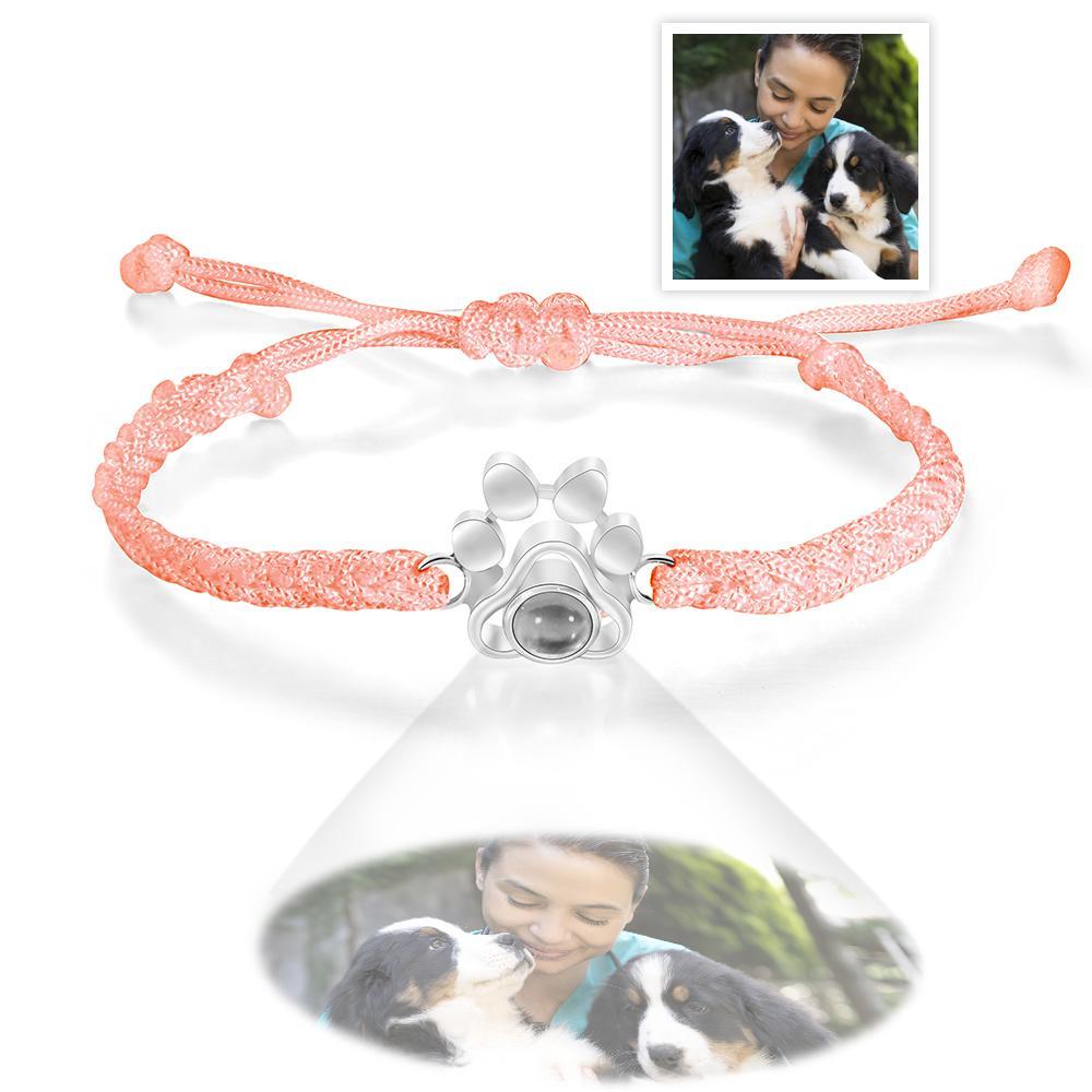 Custom Dog Paw Photo Projection Bracelet Braided Rope Bracelet Gift for Pet Lover - SantaSocks