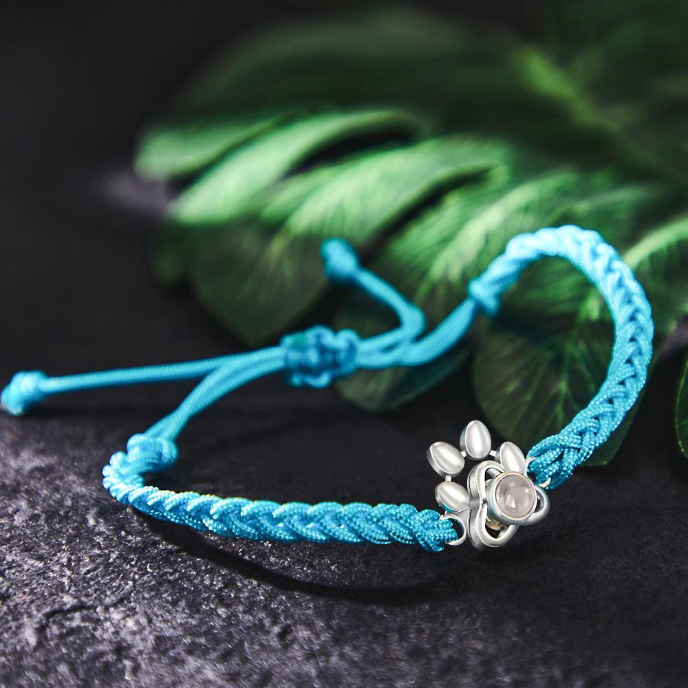 Custom Dog Paw Photo Projection Bracelet Braided Rope Bracelet Gift for Pet Lover - SantaSocks