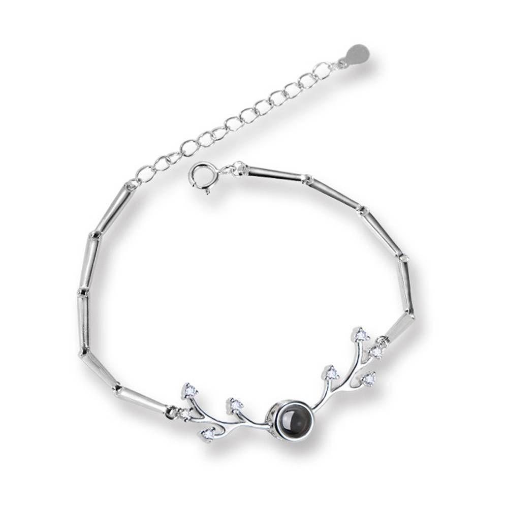 I Love You Bracelet in 100 Languages Projection Photo Engraved Bracelet Antlers Silver - SantaSocks