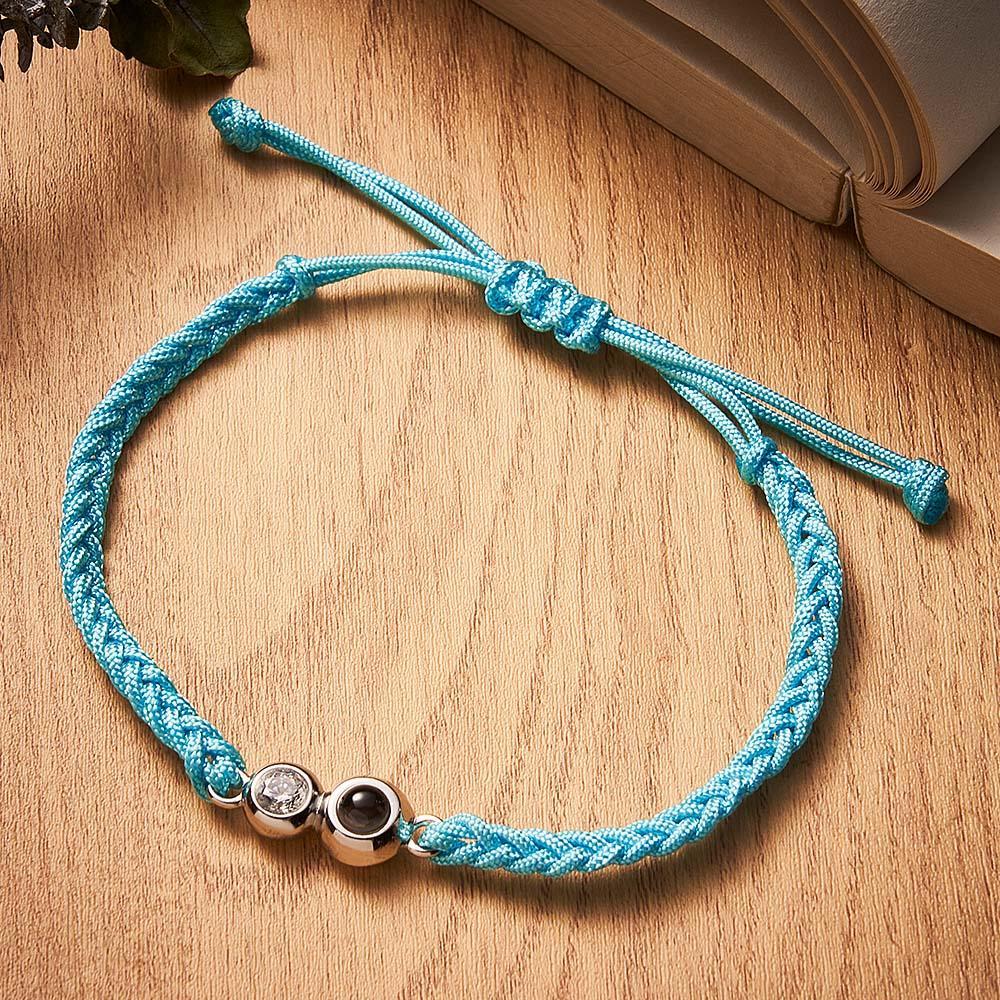 Custom Birthstone And Picture Projection Bracelet Lovely Gift Memorial Wedding Gift for Him Her - SantaSocks