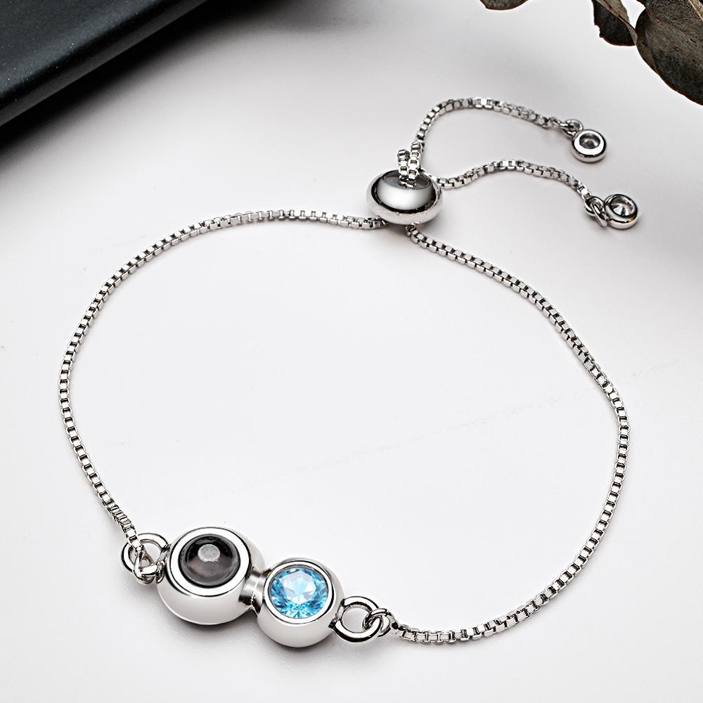 Custom Projection Birthstone Bracelet Simple Unique Gift for Her - SantaSocks