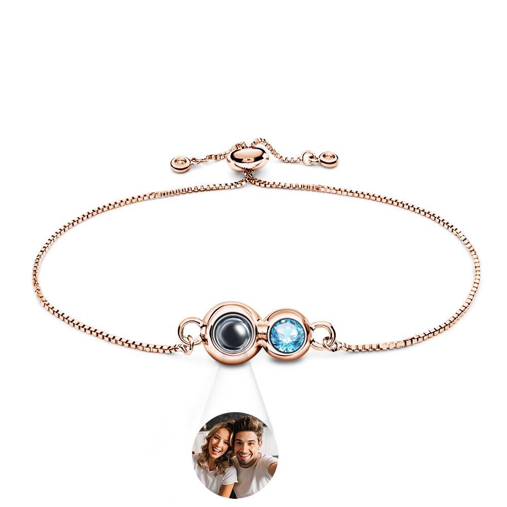 Custom Projection Birthstone Bracelet Simple Unique Gift for Her - SantaSocks