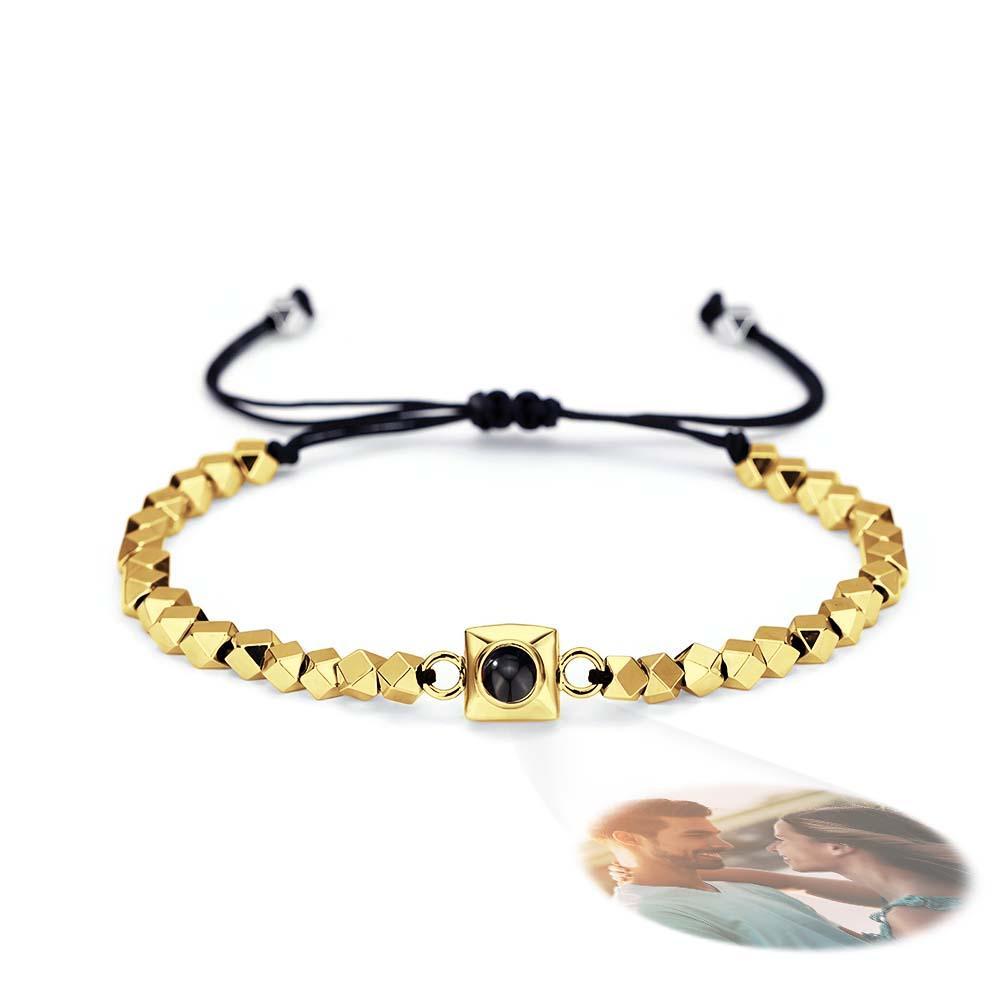Custom Square Projection Bracelet Special Shaped Beads Gift for Him - SantaSocks