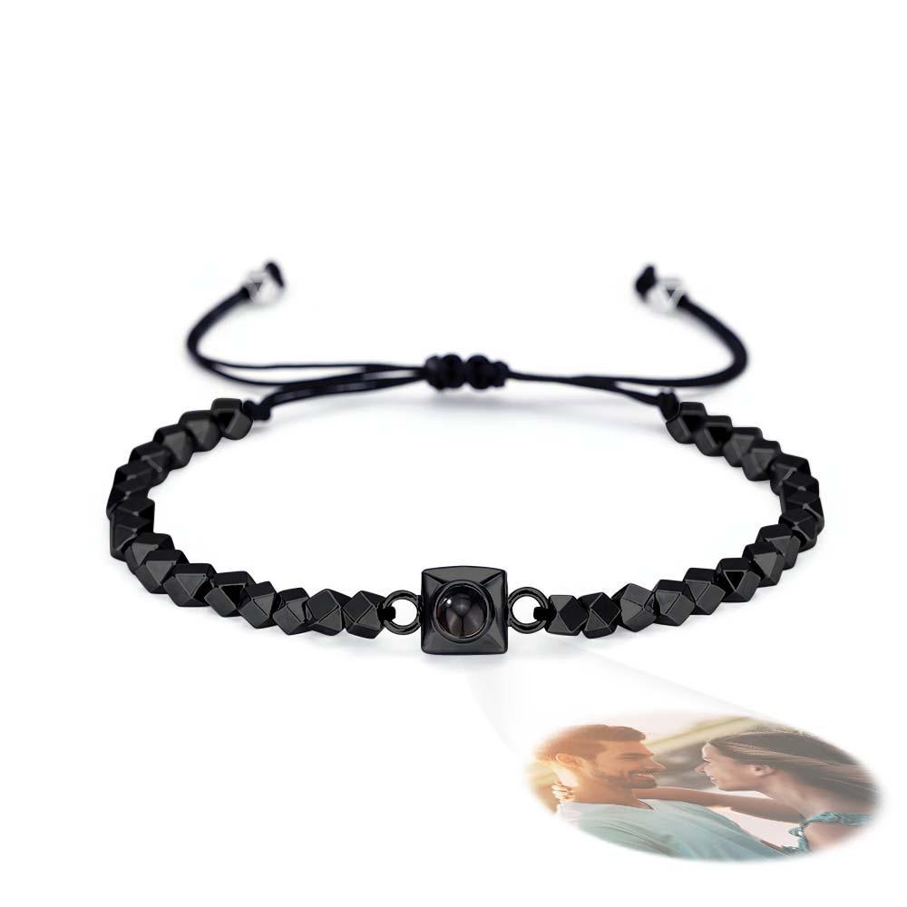 Custom Square Projection Bracelet Special Shaped Beads Gift for Him - SantaSocks
