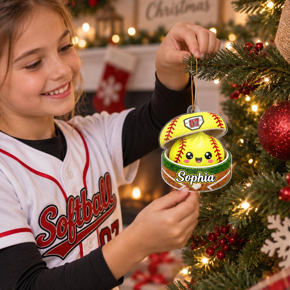 Custom Ball Games Dumpling Squishy Style - Personalized Acrylic Ornament - Christmas Gift for Daughter, Son, Grandkids