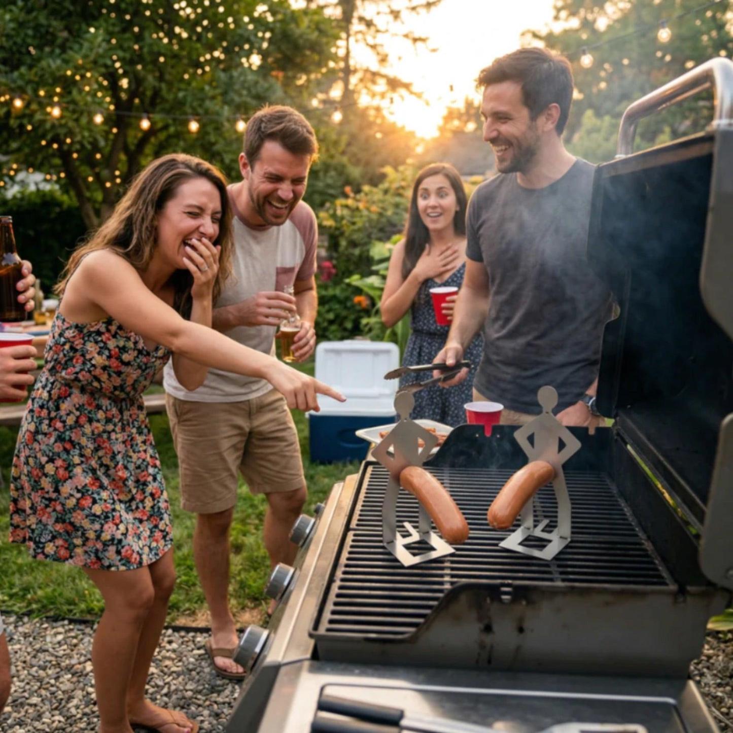 Stainless Steel BBQ Sausage Holder - Funny Grilling Gadget Gift - SantaSocks