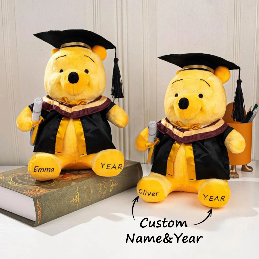 Personalized Winnie the Pooh Graduation Bear Plush Toy with Name Gifts for Grads