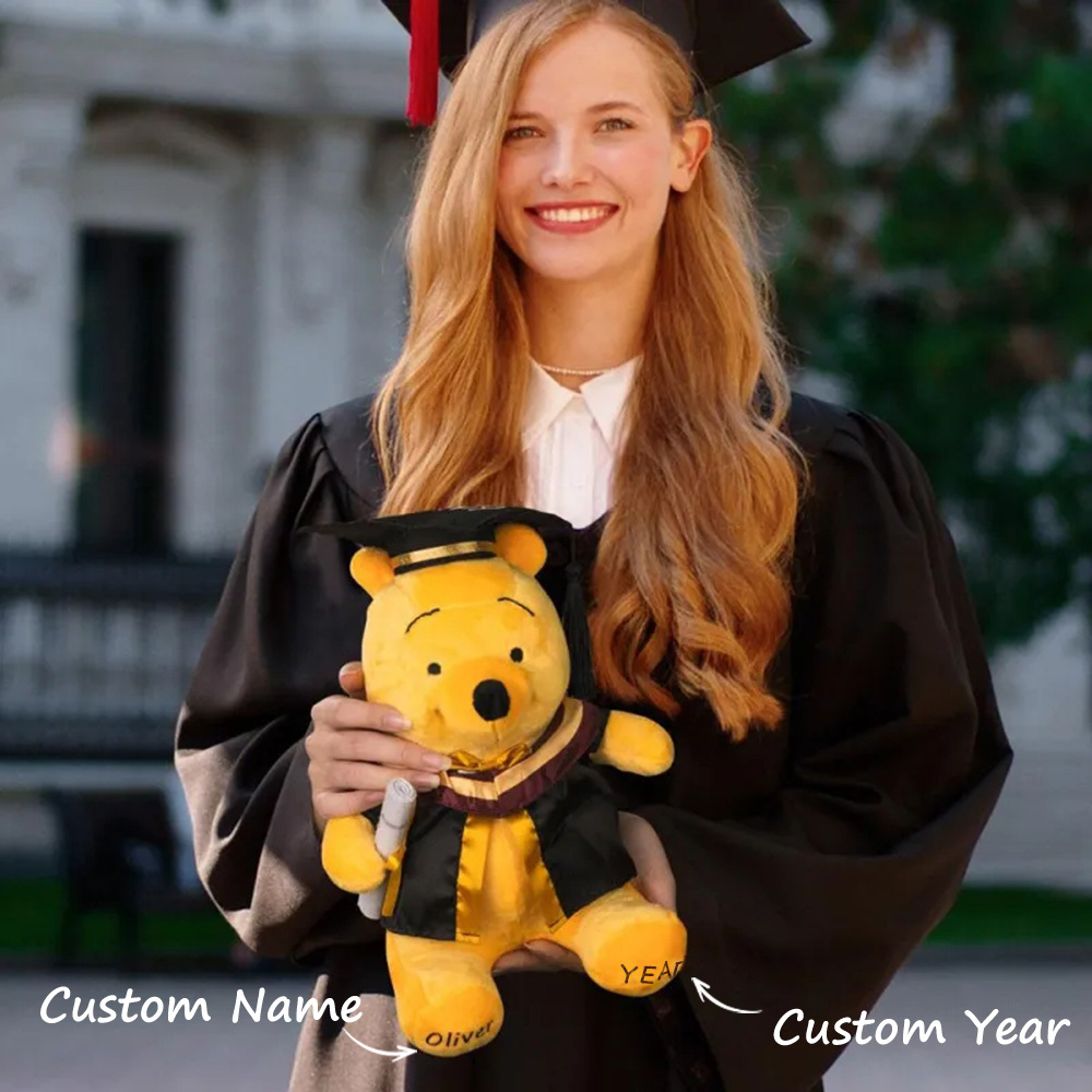 Personalized Winnie the Pooh Graduation Bear Plush Toy with Name Gifts for Grads