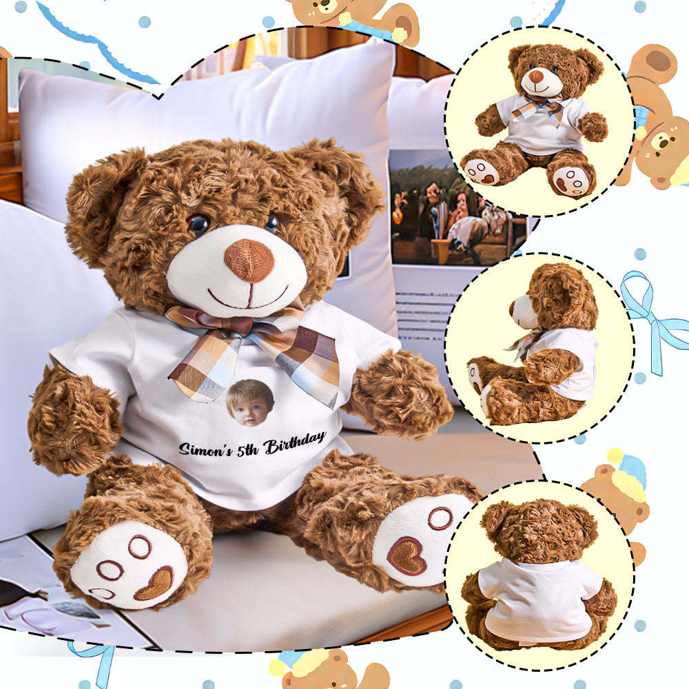 Personalized Bear Plush Stuffed Toy with Custom Text and Face Gift for Kids - SantaSocks