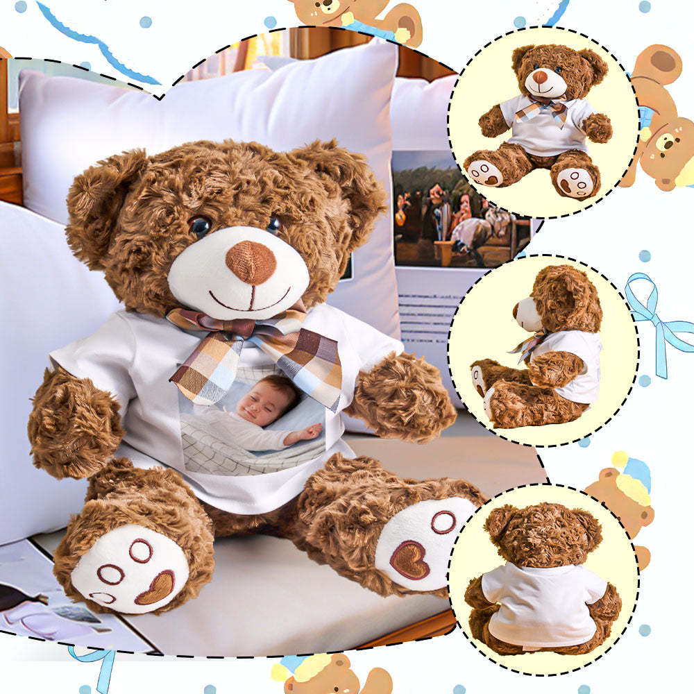Personalized Bear Plush Stuffed Toy with Photo Gift for Kids - SantaSocks
