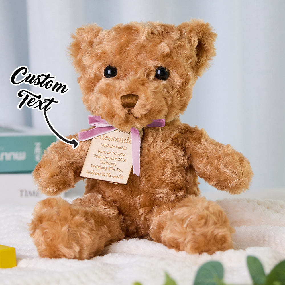 Personalized Bear Plush Birth Stats Stuffed Animal Birth Announcement Gifts - SantaSocks