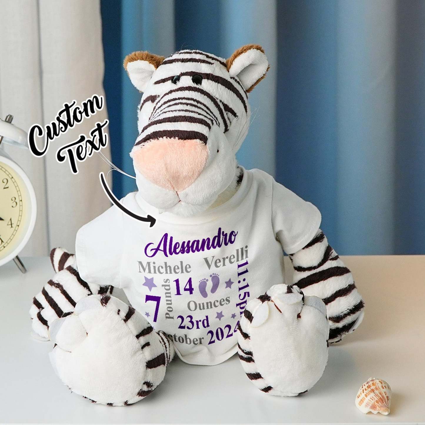 Personalized Animal Plush Stuffed Toy Birth Announcement Gift for Baby Shower - SantaSocks