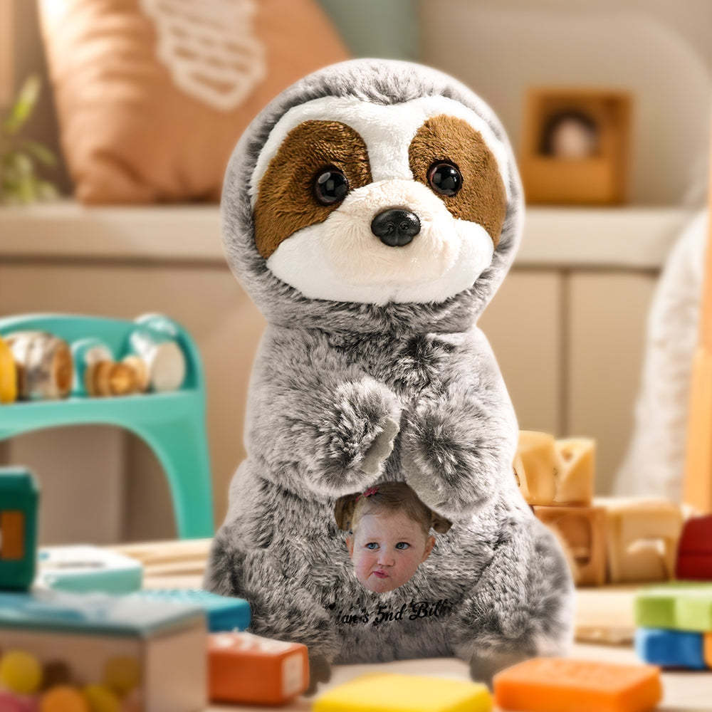 Personalized Sloth Plush Stuffed Toy with Custom Text and Face Gift for Kids - SantaSocks