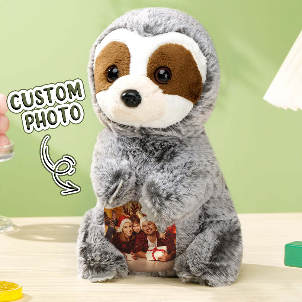 Personalized Sloth Plush Stuffed Toy with Photo Gift for Kids - SantaSocks