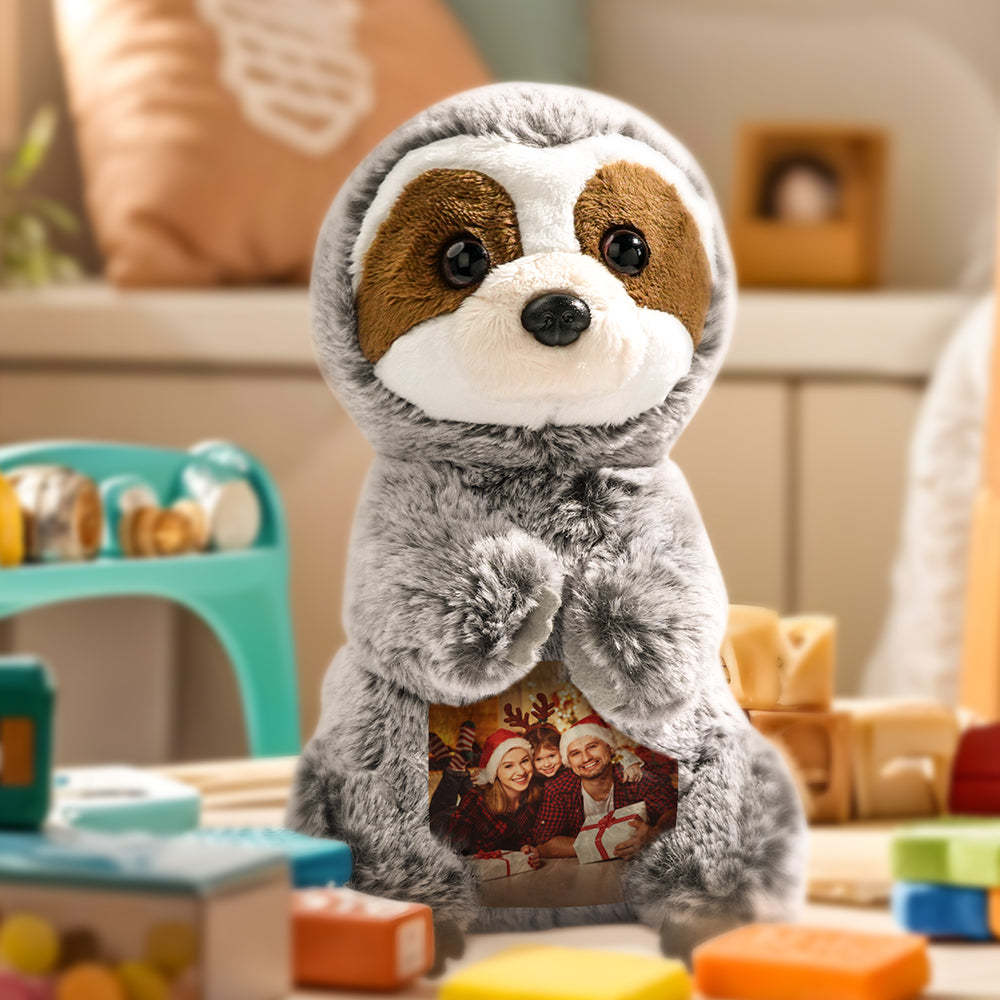 Personalized Sloth Plush Stuffed Toy with Photo Gift for Kids - SantaSocks