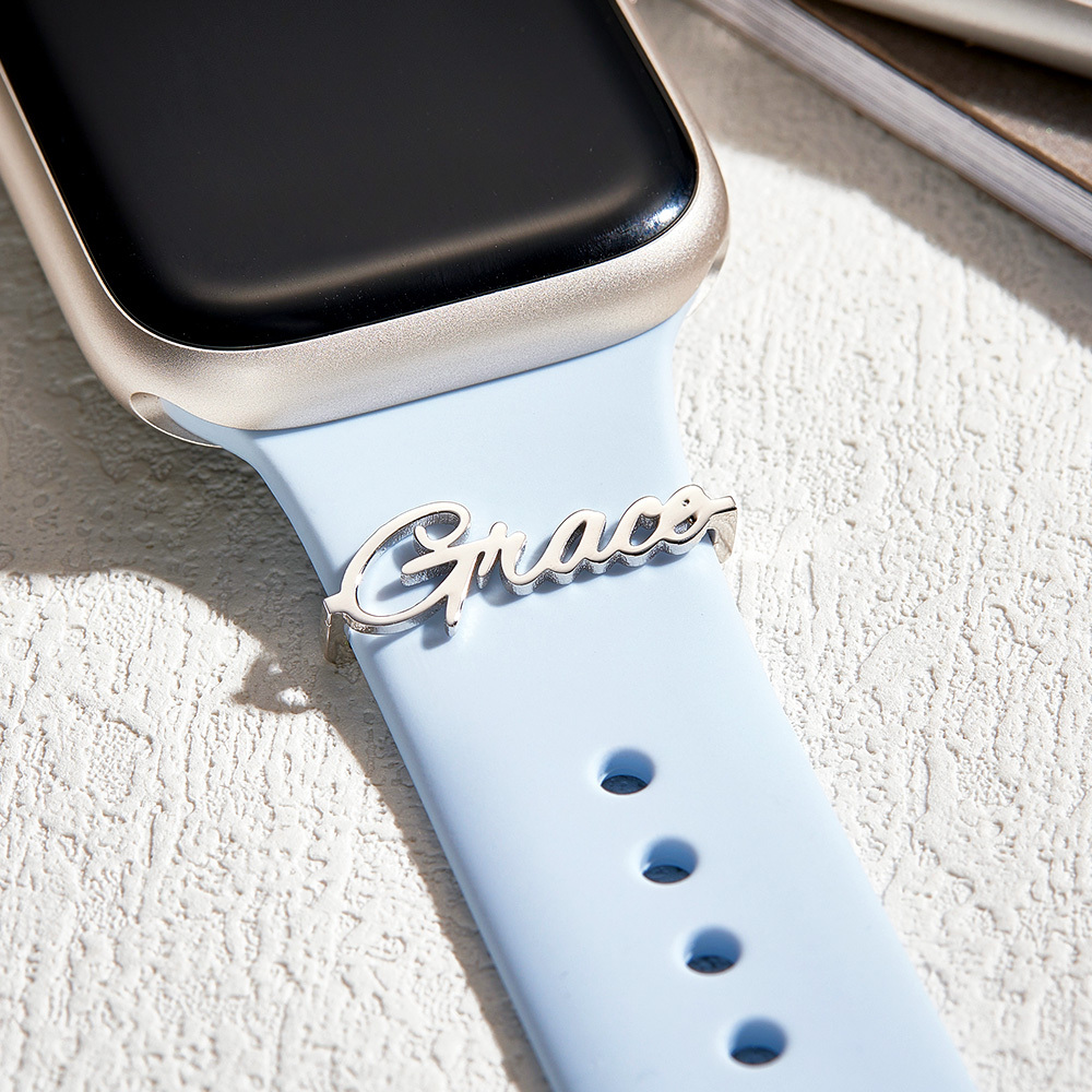 Watch Band Charm in Sterling Silver • Personalized Watch Jewelry • Watch Strap Charm • Custom Name Charm for Watch Band