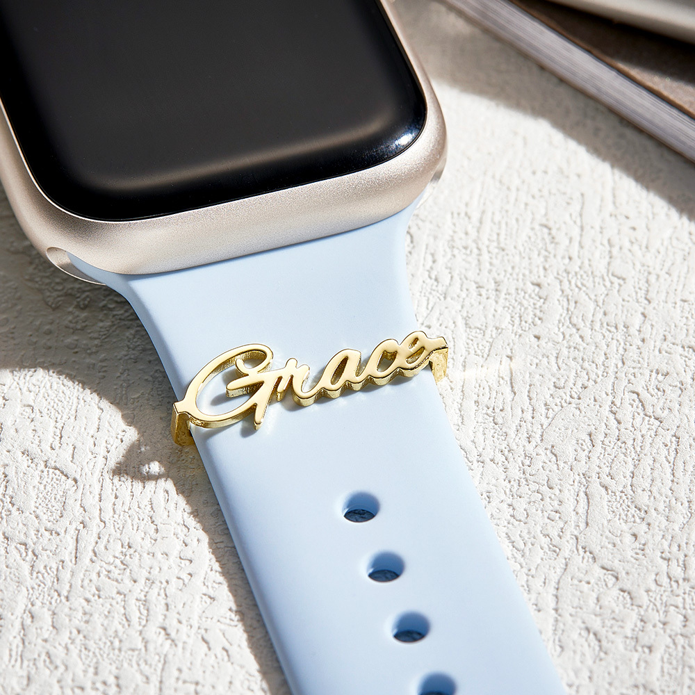 Watch Band Charm in Sterling Silver • Personalized Watch Jewelry • Watch Strap Charm • Custom Name Charm for Watch Band