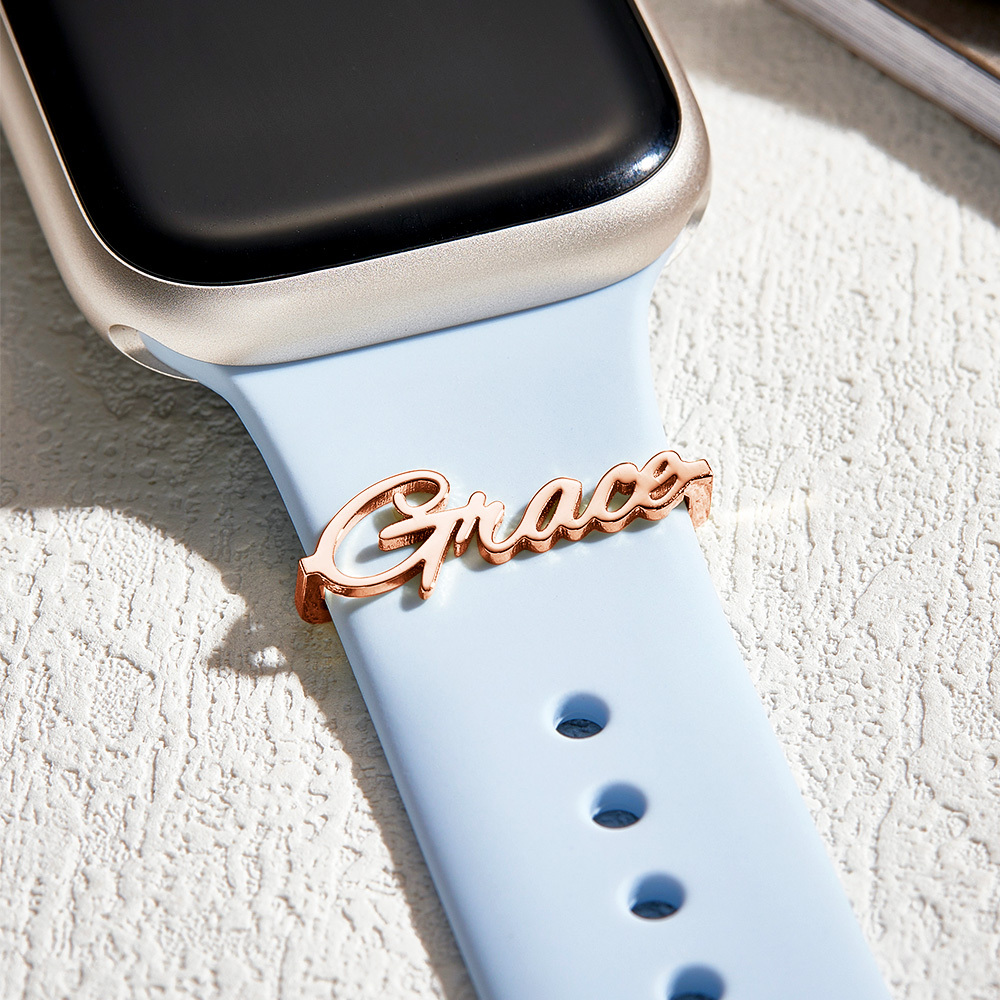 Watch Band Charm in Sterling Silver • Personalized Watch Jewelry • Watch Strap Charm • Custom Name Charm for Watch Band