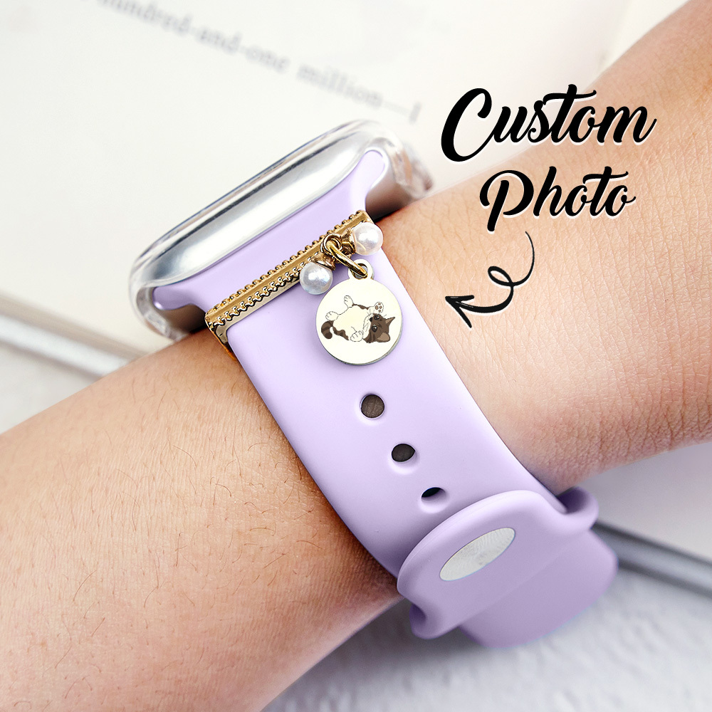 Heart Watch Charms Custom Photo or Text Watch Studs Heart Bars Watch Charms Apple Watch Charm Gift